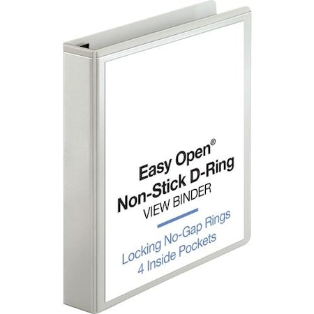 Business Source View Binder, Locking D-Ring, 1-1/2in Capacity, Letter, White BSN26957